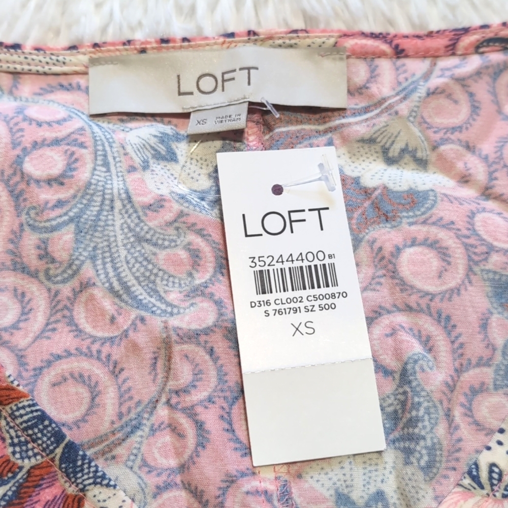 NWT Loft Pink Floral Cinched Waist Dahlia Dolman Sleeve Pocket Dress Size XS - Picture 10 of 14
